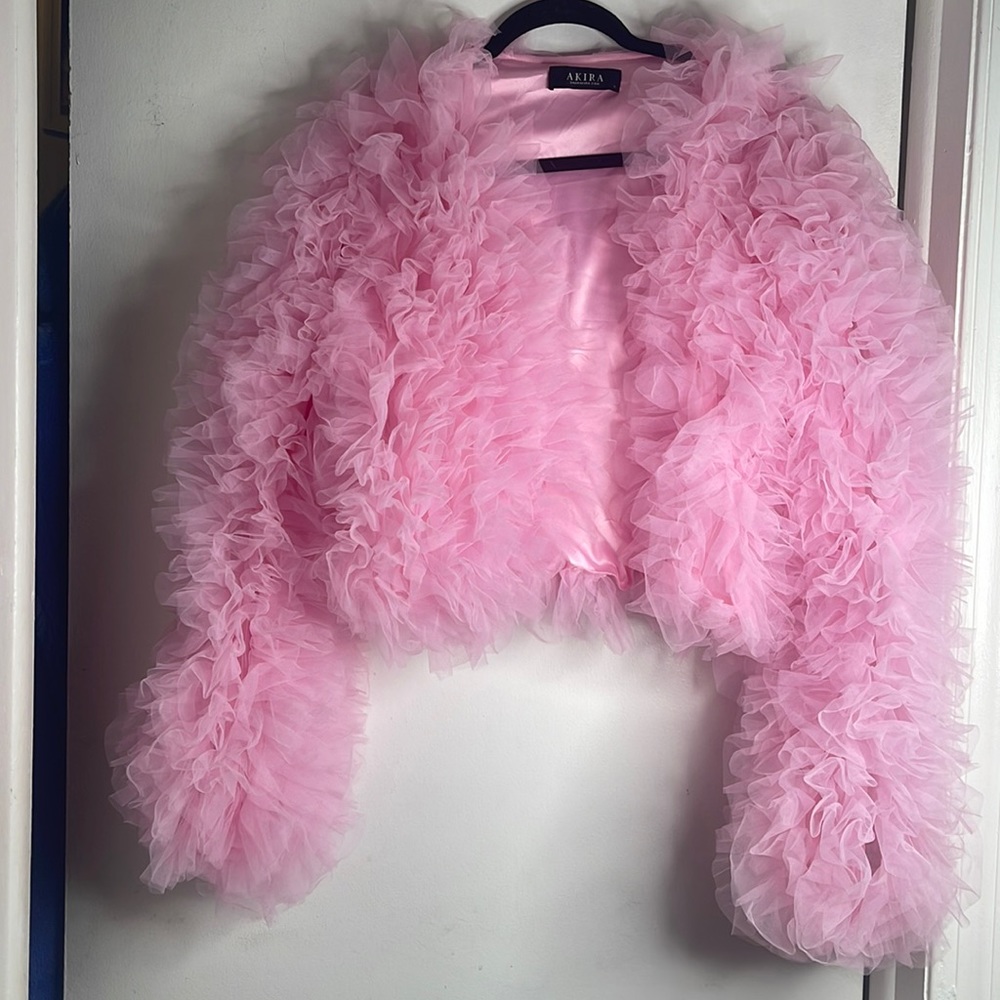 Shop Akira pink tulle jacket worn once